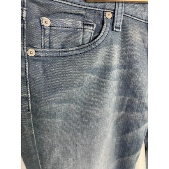 7 For All Mankind Blue Gray Distressed Antiqued Boot Cut Jeans Womens Size 28 - Picture 9 of 10